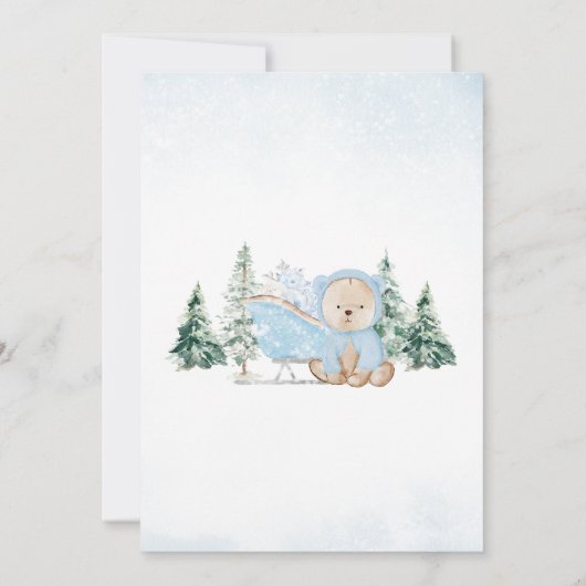 Invitation Baby shower d'ours d'hiver bleu (Dos)