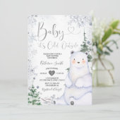 Invitation Baby shower d'ours d'hiver Forêt Flammes de neige  (Debout devant)
