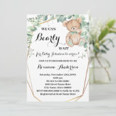 Invitation Baby shower d'Ours d'or vert Bearly wait Baby (Debout devant)