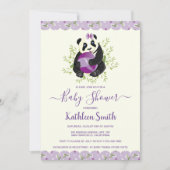 Invitation Baby shower d'ours doux Panda Lilac doux (Devant)