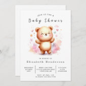 Invitation Baby shower d'ours élégant (Devant / Derrière)