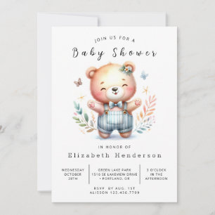 Invitation Baby shower d'ours élégant et imprimable