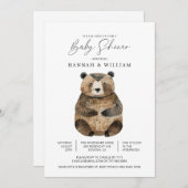 Invitation Baby shower d'ours en bois mignon (Devant / Derrière)