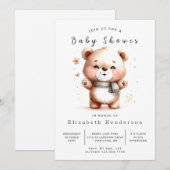 Invitation Baby shower d'ours en ligne rustique (Devant / Derrière)