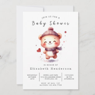 Invitation Baby shower d'ours en ligne simple