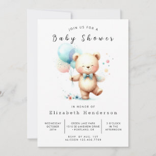 Invitation Baby shower d'ours en ligne simple