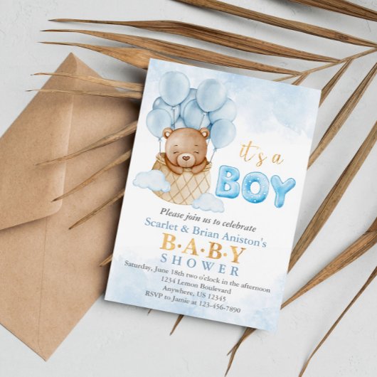 Invitation Baby shower d'ours en peluche à air chaud