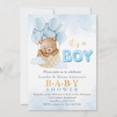 Invitation Baby shower d'ours en peluche à air chaud (Devant)