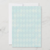 Invitation Baby shower d'ours en peluche blanc | Diamant bleu (Dos)