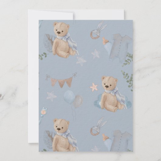 Invitation Baby shower d'ours en peluche Boho (Dos)
