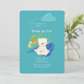Invitation Baby shower d'ours en peluche Boho turquoise (Debout devant)