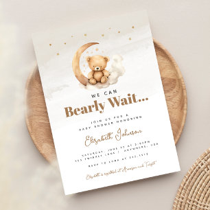 Invitation Baby shower d'ours en peluche Brown neutre pour le
