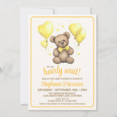 Invitation Baby shower d'ours en peluche doux (Devant)