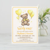 Invitation Baby shower d'ours en peluche doux (Debout devant)