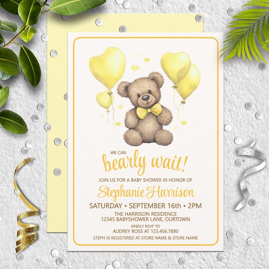 Invitation Baby shower d'ours en peluche doux