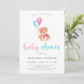 Invitation Baby shower d'ours en peluche doux (Debout devant)