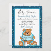 Invitation Baby shower d'ours en peluche du garçon (Devant)