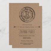 Invitation Baby shower d'ours en peluche en papier kraft rust (Devant / Derrière)