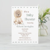Invitation Baby shower d'ours en peluche mignon (Debout devant)
