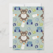Invitation Baby shower d'ours en peluche mignonne Boy Invitat (Dos)
