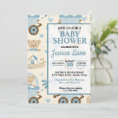 Invitation Baby shower d'ours en peluche mignonne Boy Invitat (Debout devant)