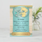 Invitation Baby shower d'ours en peluche Mint Gold (Debout devant)
