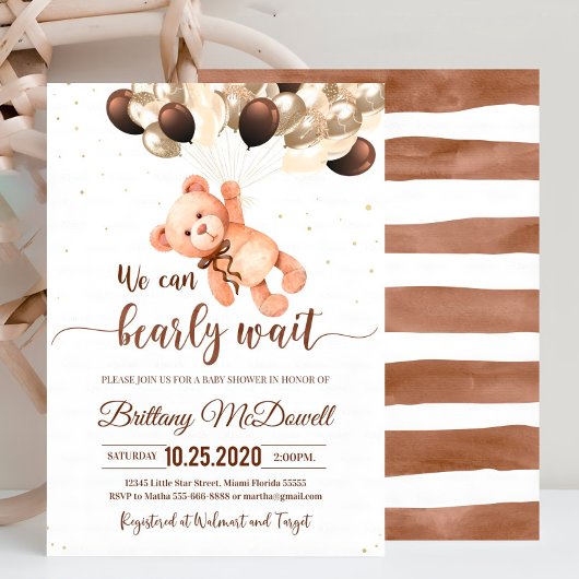 Invitation Baby shower d'ours en peluche modifiable Invitatio