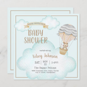 Invitation Baby shower d'ours en peluche neutres selon le sex