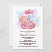 Invitation Baby shower d'ours en peluche rose (Devant)