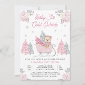 Invitation Baby shower d'ours en peluche rose (Devant)