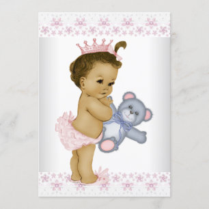 Invitation Baby shower d'ours en peluche rose