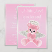 Invitation Baby shower d'ours en peluche rose (Devant / Derrière)