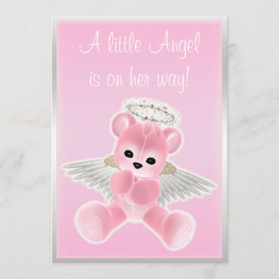 Invitation Baby shower d'ours en peluche rose