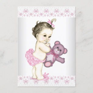 Invitation Baby shower d'ours en peluche rose