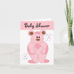 Invitation Baby shower d'ours en peluche rose