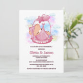 Invitation Baby shower d'ours en peluche rose (Debout devant)