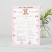 Invitation Baby shower d'ours en peluche rose - Nom modifiabl (Debout devant)