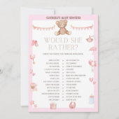 Invitation Baby shower d'ours en peluche rose - Nom modifiabl (Devant)