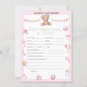 Invitation Baby shower d'ours en peluche rose - Nom modifiabl