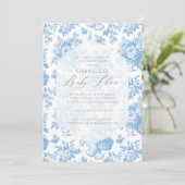 Invitation Baby shower d'ours Floral Toile (Debout devant)