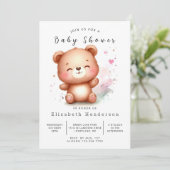 Invitation Baby shower d'ours imprimable enchanté (Debout devant)