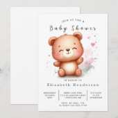 Invitation Baby shower d'ours imprimable enchanté (Devant / Derrière)