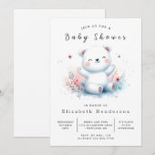 Invitation Baby shower d'ours moderne à imprimer (Devant / Derrière)