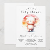 Invitation Baby shower d'ours moderne modifiable (Devant / Derrière)