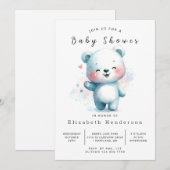 Invitation Baby shower d'ours moderne modifiable (Devant / Derrière)