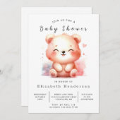Invitation Baby shower d'ours modifiable amusant (Devant / Derrière)