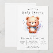 Invitation Baby shower d'ours modifiable aquarelle (Devant / Derrière)
