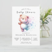 Invitation Baby shower d'ours modifiable enchanté (Debout devant)