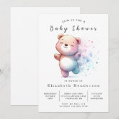 Invitation Baby shower d'ours modifiable enchanté (Devant / Derrière)
