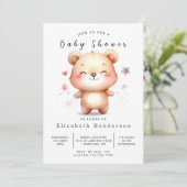 Invitation Baby shower d'ours modifiable Whimsical (Debout devant)